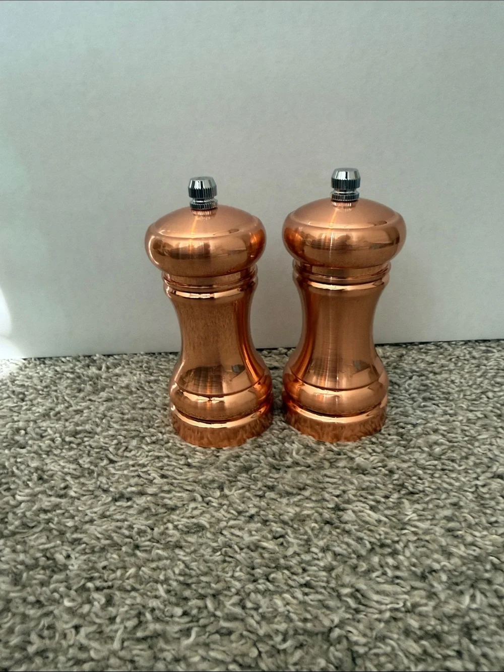 NWOT Polished Copper-plated salt and pepper mill Grinder Set of 2 - Picture 1 of 3